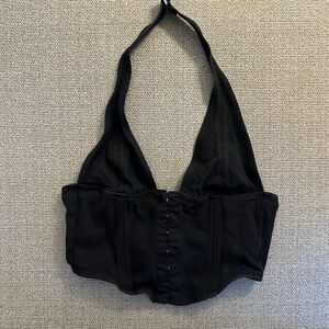 Black White Fox Halter Top